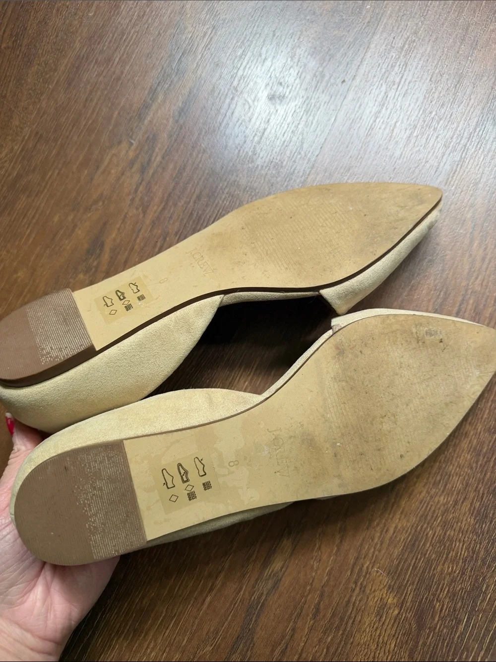 J. Crew Suede Pointed D'Orsay Flats in Light Taupe